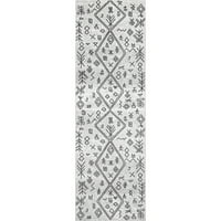 нулум Пейдж машинно пране Марокански мотив бегач килим, 2 '8 8', сив