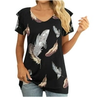 Ризи за ръкави за ръкави Tee плюс размери върхове за жени облечени разхлабени ежедневни блузи флорални принт потоци v върхове