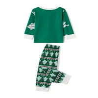 Келаджуан родител-дете Коледа Комплект нощен комплект, дълъг ръкав кръгла шия Санта снежинка за печат+панталон костюм
