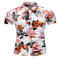 Cindysus мъже Небрежно листо отпечатана блуза Мъжки хавайски бутон за тийнейдж