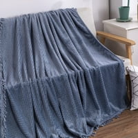 Домашен универсален плетен черен одеяло за стол - супер меко, топло и декоративно одеяло с пискюли за легло, диван и хол