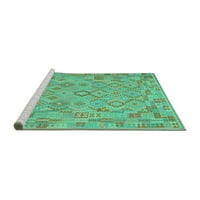 Ahgly Company Machine Pashable Indoor Rectangle Southwestern Turquoise Blue Country Area Rugs, 5 '7'