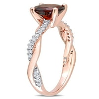 1-Каратов Т. Г. в. гранат и Каратов Т. в. диамант 14кт годежен пръстен от розово злато