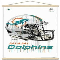 Маями Долфинс-стенен плакат за каска с магнитна рамка, 22.375 34
