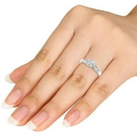 Карат Т. в. диамантен единичен ореол 10кт годежен пръстен от бяло злато
