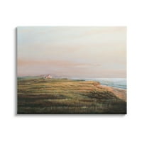 Ступел индустрии далечни морски къща селски плаж океан изглед живопис галерия увити платно печат стена изкуство, дизайн от Том
