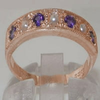 10k розово злато култивирана перла и аметист женски пръстен за вечност - - размери до налични
