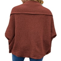 Grianlook жени разхлабени шал шия изходни дрехи ръкави за прилеп с дълъг ръкав работи с твърд цвят жилетка пуловер