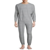 Мъжки Реглан Дълъг ръкав Топ & джогинг спално облекло комплект, размери с-2КСЛ, Мъжки пижами