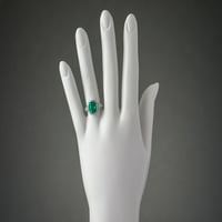 3. КТ възглавница нарязани зелено създаде смарагд ореол пръстен с лабораторни отгледани диаманти в 14к Бяло Злато