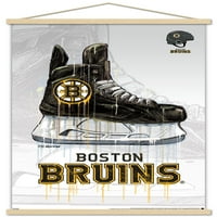Бостън Бруинс - Плакат за капене на скейт с дървена магнитна рамка, 22.375 34