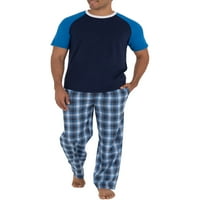 Плод на тъкачния стан Мъжка рагланска тениска, комплект пижама с каре отдолу