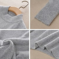 Жени тънък пуловер плетен полу-туртук джъмпер мека еластичност пуловер горна светлина камила m