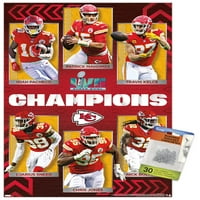 Канзас Сити Шефове - Super Bowl LVII шампиони стенен плакат с бутални щифтове, 14.725 22.375