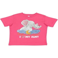 Inktastic обичам леля си сладки слонове с луна и звезди подарък за малко дете или тениска за момиче