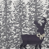 Просто маргаритка лилаво-сив цвят северни елени през гората зимни меки завъртяни Полиестер вътрешен открит хвърли възглавница, 14 20