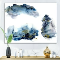Сиви и сини облаци със златен блясък живопис платно изкуство печат