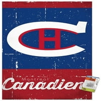 Монреал Канейдиънс-ретро лого плакат за стена с дървена магнитна рамка, 22.375 34