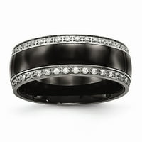 Мъжки черни керамични CZ CUBIC ZIRCONIA Сватбена лента от неръждаема стомана с размер на пръстена 13