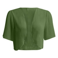 Scyoekwg Coats for Women Fall Fashion Soft Schiffon Open Front Sheer Count Loweve Cardigans за вечерна рокля есенни дрехи Зелени