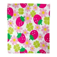 Фланелен хвърляне на одеяло цветно бебе сладки ягоди и цветя зелена карикатура мека за диван и диван