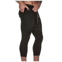 BadyMincsl Мъжки панталони Просвет плюс размер мъжки двоен слой 2-инчов спорт и фитнес Бързи сухи панталони