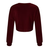 Дамски пуловери облечени ежедневни дами пролет и есен плътни цветове v шия дълъг ръкав свободен пъп плетен горен пуловер