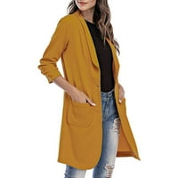 Tangnade палто за жени с дълъг палто ревера яке от кардиган дълъг тънък гащеризон с джоб