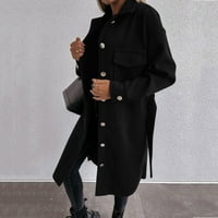 pgeraug зимни палта за жени жени паун тренч палто средна дълга палто на лагера отворен преден жилетка за изходни дрехи вълнено