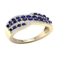 Императорски скъпоценен камък 10к жълто злато син сапфир КТ ТВ диамантен Дамски моден пръстен