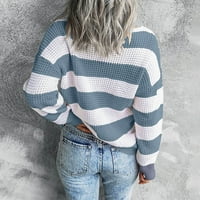 Vedolay пуловери за жени с дълъг ръкав в голяма ръка пуловер пуловер плетен върхове, сив XL