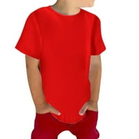 Entyinea kids boys boys thydler риза солидна кръгла шия с къс ръкав тениска червена 90