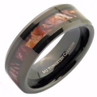 Метали бижута волфрамов карбид Мъжки възрастни сватбена лента за възрастни черно покрита с камуфлажен инкрустационен пръстен с