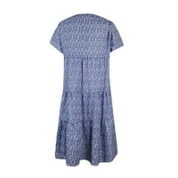 Uublik Women's Summer Floral Dress Небрежен печат с късо ръкав с V-образно деколте с дължина на коляното