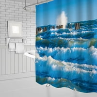 Летни океански пейзажи душ завеси Остров Морска вълна Декор за баня Домашна вана вана водоустойчива полиестер завеса комплект