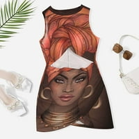 Афроамериканец хубаво момиче женска рокля Изрязана пъпа без ръкави кратки мини рокли обвита тазобедрена пола на тазобедрената