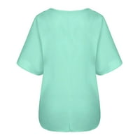 Dqueduo ризи за жени Небрежно лято Solid O-Neck с къси ръкави плюс размер топ тениска Блузна подаръци за жени при разчистване
