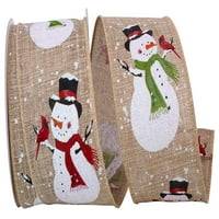 Хартия снежен човек Коледа многоцветна полиестерна лента, 10д 2.5 инча, 1 пакет