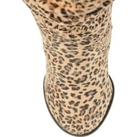 Дамска колекция за пътуване Анел екстра широк прасец коляно висока отпусната Обувка Леопард Фау Велур 8. M