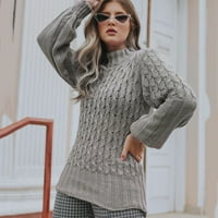 Kali_store пуловери за жени модерни дамски райета пуловер с дълъг ръкав небрежен v врат пуловер върхове сиви, l