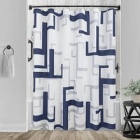 Завеса за душ тъмносиня, модерна геометрична завеса за душ, водоустойчива завеса за душ и завеса за баня за баня, текстурирана