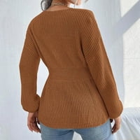 Дамски пуловери есен удобни с дълъг ръкав есен и зимен квадратна шия пухка