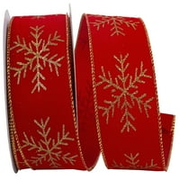 Хартиена снежинка кадифе джъмбо златен блясък Кабелна лента, червена и златна панделка, 2.5 в 10-та, в пакет