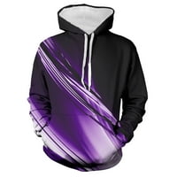 Гузом Мъжки есенни качулки- Светлина 3d графичен екипаж ший с дълъг ръкав от свободното време пуловер с качулка с качулка лилав