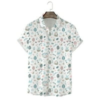 Модни ризи мъже мъже модни ежедневни личности Великден 3D цифров печат заек печат с къс ръкав тениска от риза топ блуза дрехи