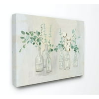 Ступел индустрии цветя и растения неутрално сиво зелено Живопис супер платно стена изкуство от Джулия Пуринтън