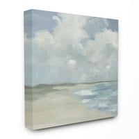 Ступел Начало Дéкор импресионист неутрален Син Зелен плаж океан живопис платно стена изкуство от трета и стена