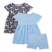 Чудо нация бебе и малко дете момиче плетена рокля с джобове и Байкър шорти комплект, парче