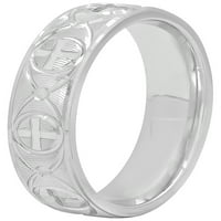 Мъжки високо полски стерлинги Сребърен кръст дизайн група, Мъжки пръстен