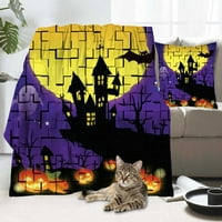Хелоуин одеяло с калъф за възглавници, одеяло за скелет за декор за дома на дома на ужасите,002,40x58 ''